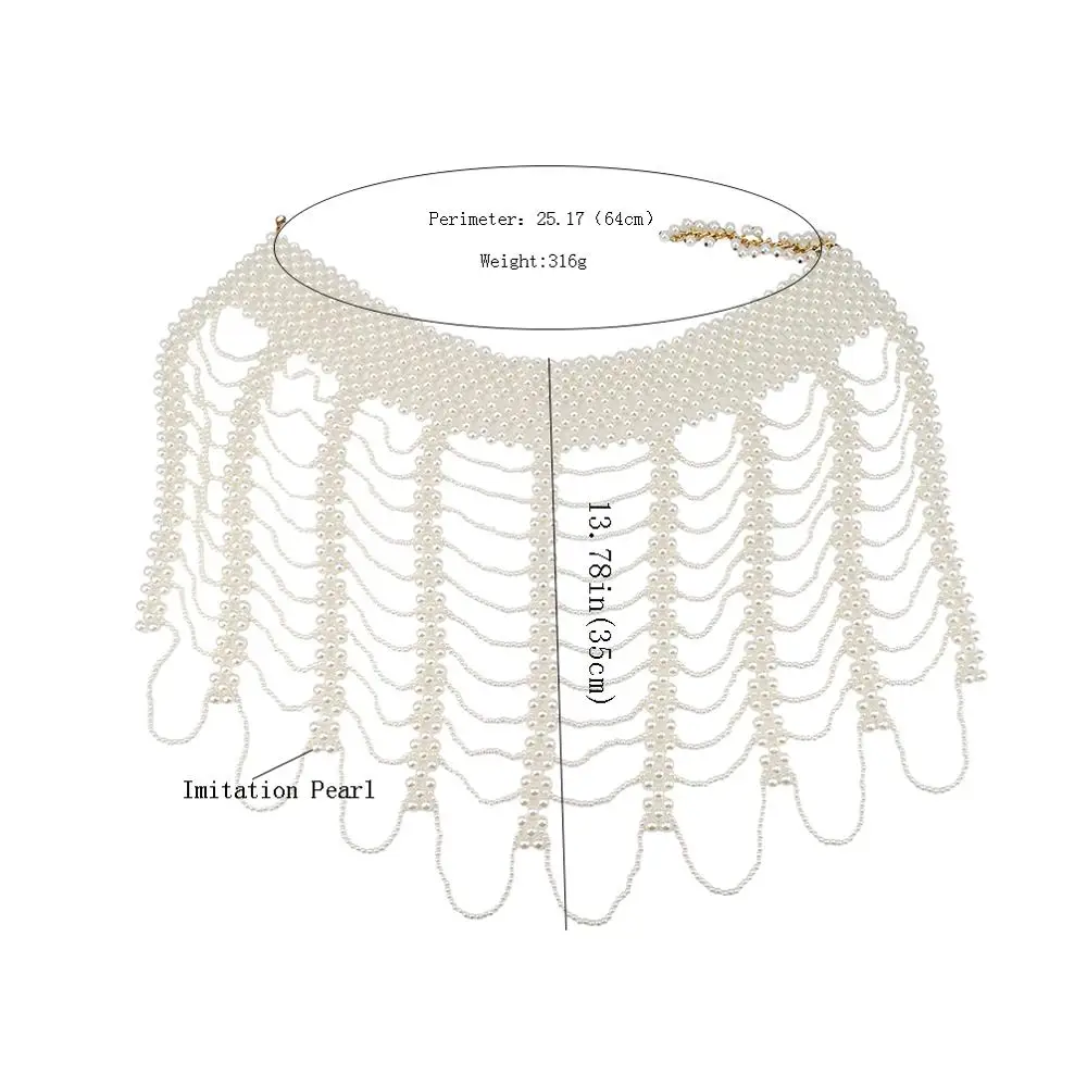 

Brand Handmade Imitation Pearl Shoulder Necklace Choker Party Wedding Statement Necklaces Body Chain Jewelry