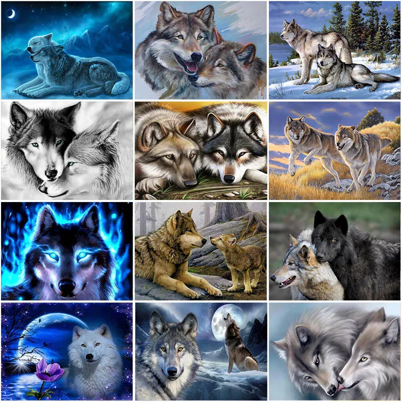 

DIY Wolf 5D Diamond Painting Full Square/Round Drill Mosaic Kit Resin Animal Diamont Embroidery Cross Stitch Kits Wall Art