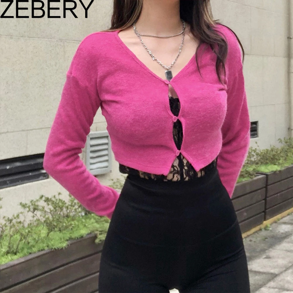 

Женский трикотажный кардиган на пуговицах, с длинным рукавом