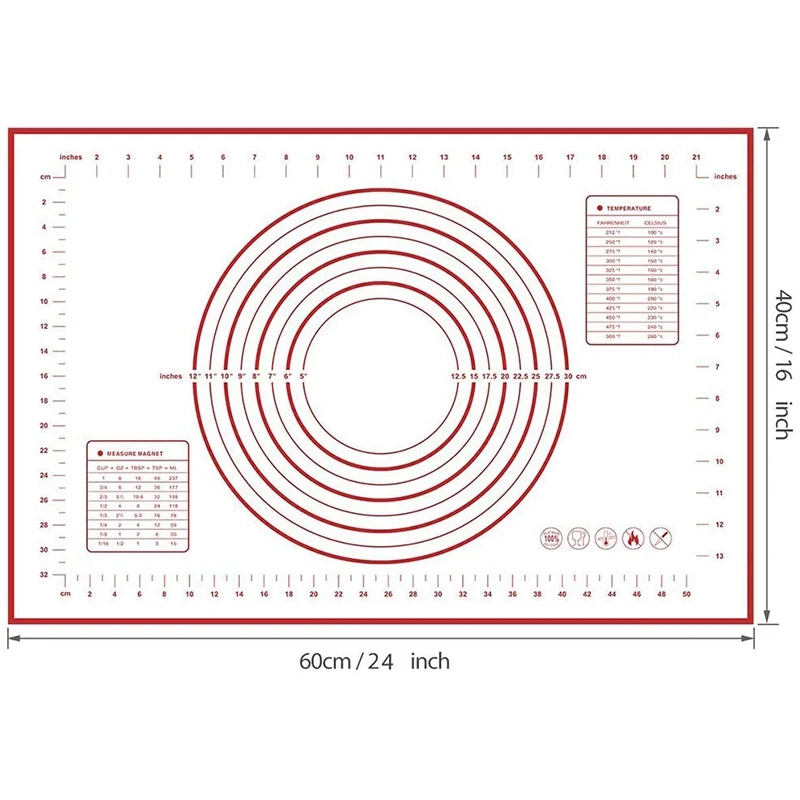 Силиконовый коврик для выпечки со шкалой раскатки теста замеса антипригарный