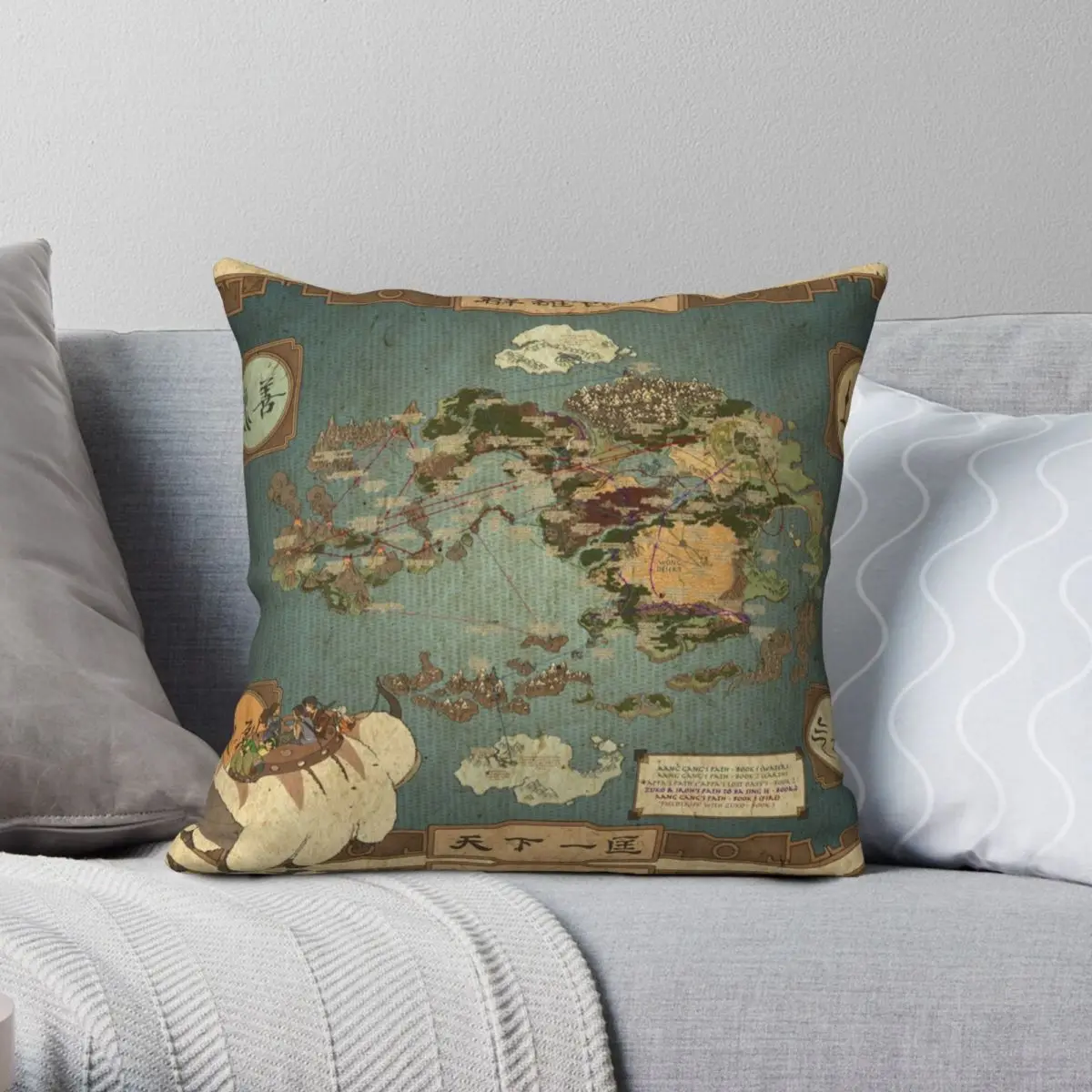 

Avatar The Last Airbender Map Pillowcase Polyester Linen Velvet Printed Zip Decor Bed Cushion Case 18"