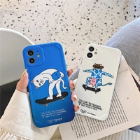 street skateboard fashion brand phone case for iphone 13 12 11 pro x xs max xr 7 8 plus funny cat cartoon silicon soft cover