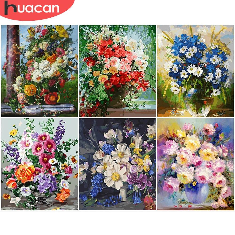 HUACAN DIY живопись по номеру цветок рисунок на холсте картины номерам наборы ручная