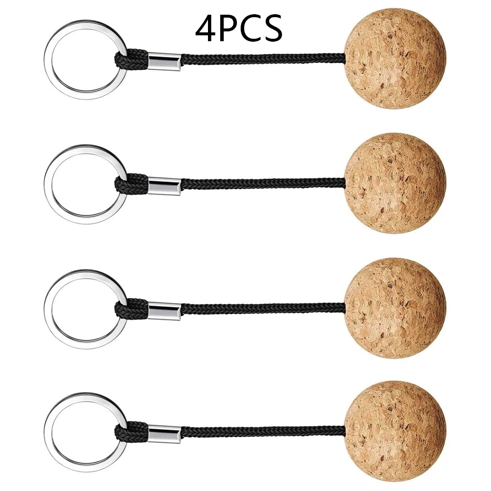 

4Pcs Cork Ball Floating Keychain Buoy Key Chain Holder Buoyant Keyring For Water Sports Beach Travel Fishing Diving Rowing Boats