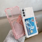 Прозрачный мягкий чехол для телефона с отделением для карт для Samsung A52 A72 A42 A32 5G S20 S21 S10E Plus S20 FE Note 20, Силиконовый противоударный чехол