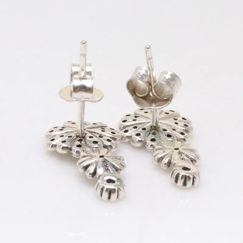 

Original 925 Silver Pan Earrings Shinning Three Daisy Pan Earrings For Women Wedding Gift Fashion Jewelry