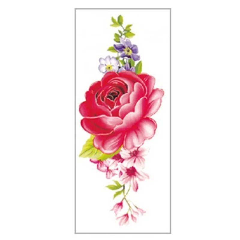 

1Pc rose artificial flowers arm shoulder tattoo stickers flash henna fake waterproof temporary tattoos sticker women on body