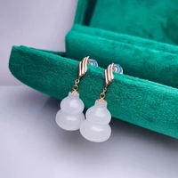 shilovem 18k yellow gold real natural white jasper drop earrings fine jewelry women wedding gift 1114mm myme11148822hby