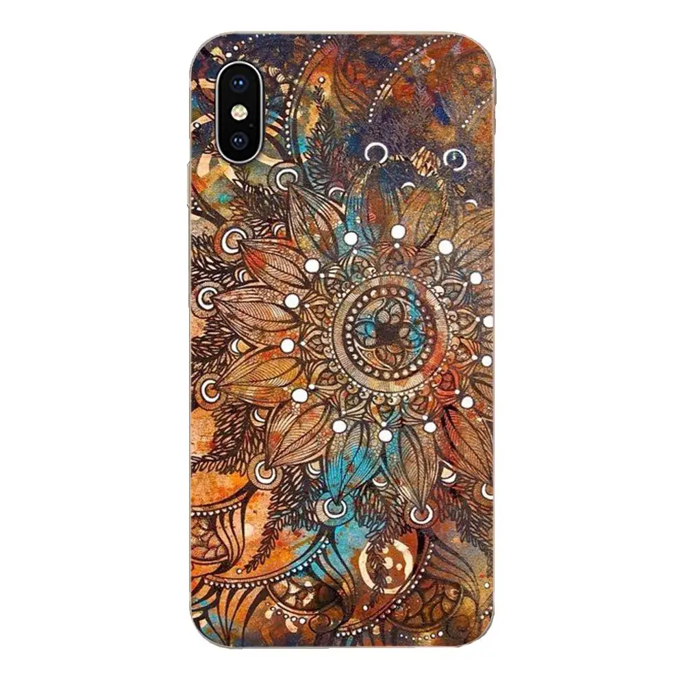 Чехлы из ТПУ сапфировое Нефритовое витражное стекло мандалы для Apple iPhone 11 Pro X XS Max