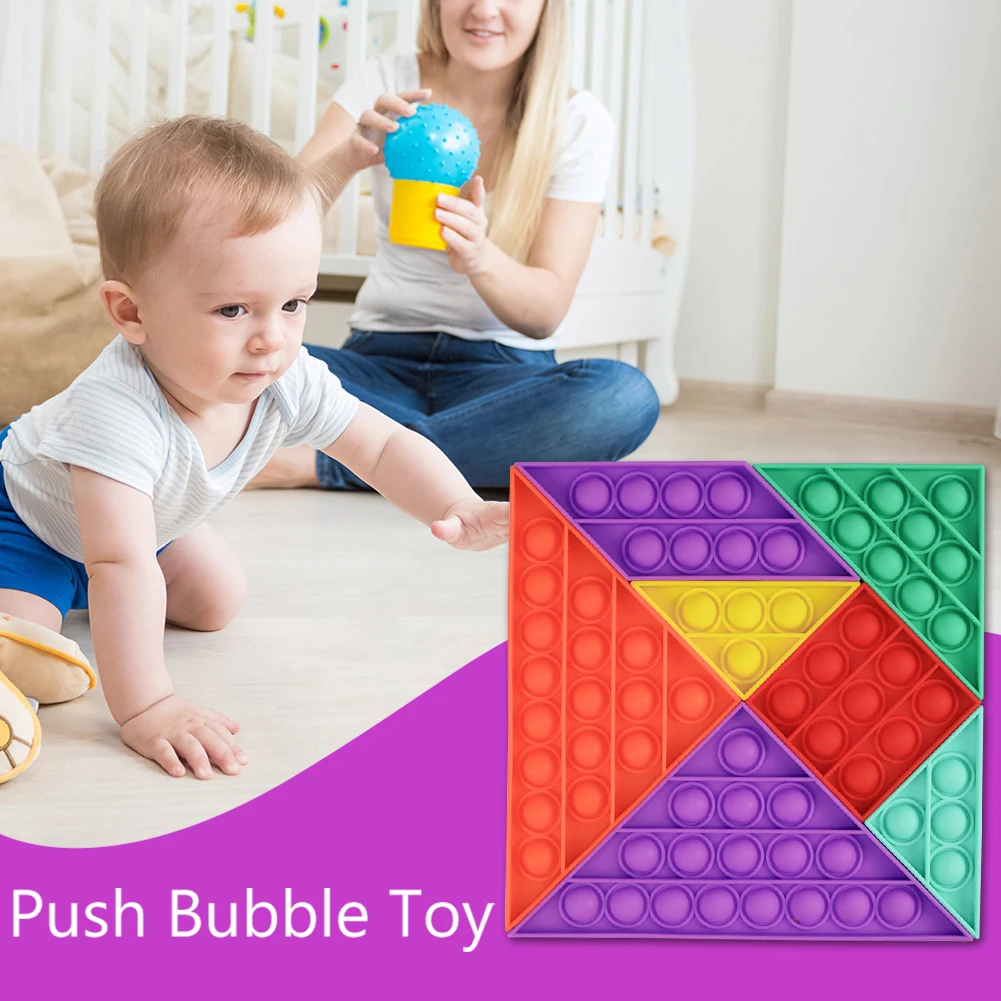 

Funny Slow Soft Kid Decompression Balls Soft Squeezing Vent Toys Stress Reliever Funny Tangram Push Bubbles Sensory Toy