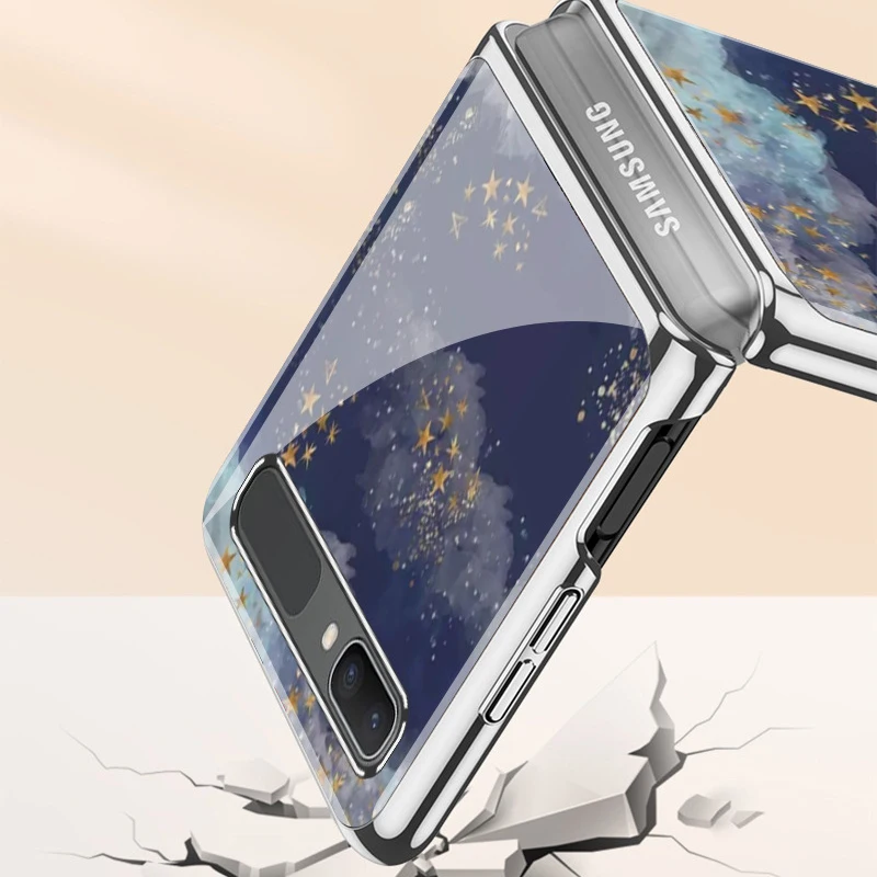 Чехол-книжка Z Flip 3 для Samsung Galaxy Fold чехол из закаленного стекла темно-синего цвета с