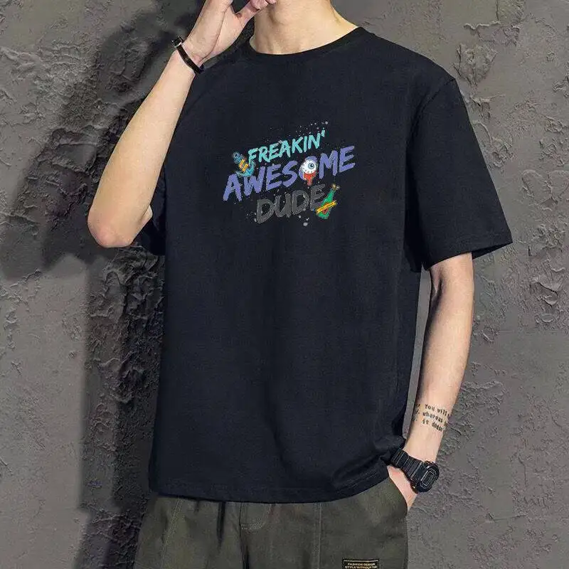

Men's Short-sleeved T-shirts Slim Round Neck Top Clothes Bottoming Shirt Trend Summer Half-sleeved T-shirt Boys Half-sleeved
