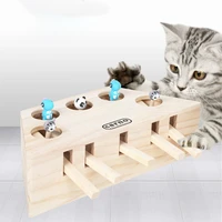 cat hit gophers cat hunt toy catch mouse game wooden interactive maze pet hit hamster with 35 holed mouse hole kitten tease toy