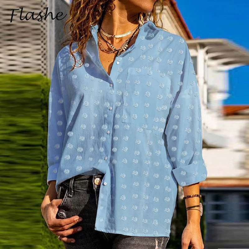 

Fashion Woman Blouses 2021 Button Up Women Shirts Casual Loose Tops Office Lady Long Sleeve Top Blusa Streetwear