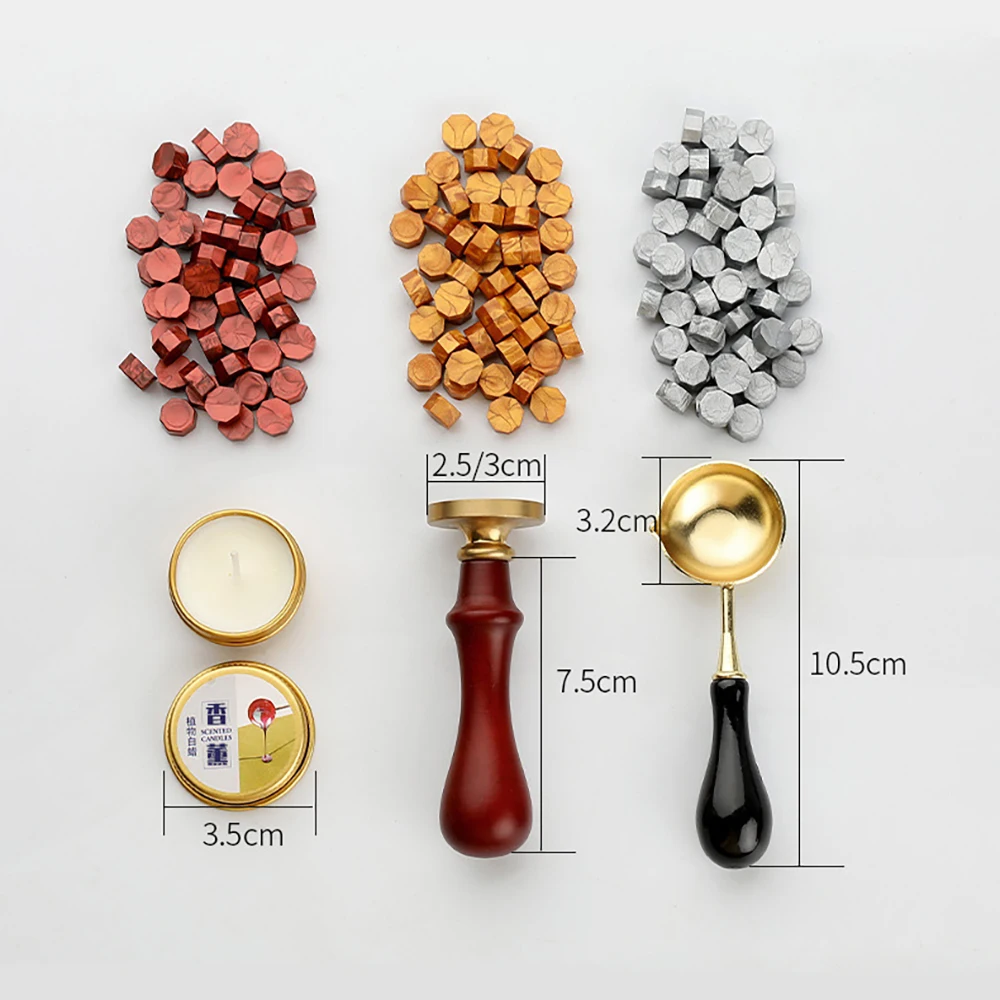 

DIY Wax Seal Box Kit Detachable Stamp Spoon Set Sealing Beads Retro Wax Seal Melting Furnace Envelope Wedding Packaging Gifts
