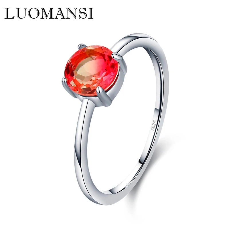 

Luomansi 6MM Natural Red Crystal S925 Ring Silver High Jewelry Woman Memorial Anniversary Party Birthday Gift
