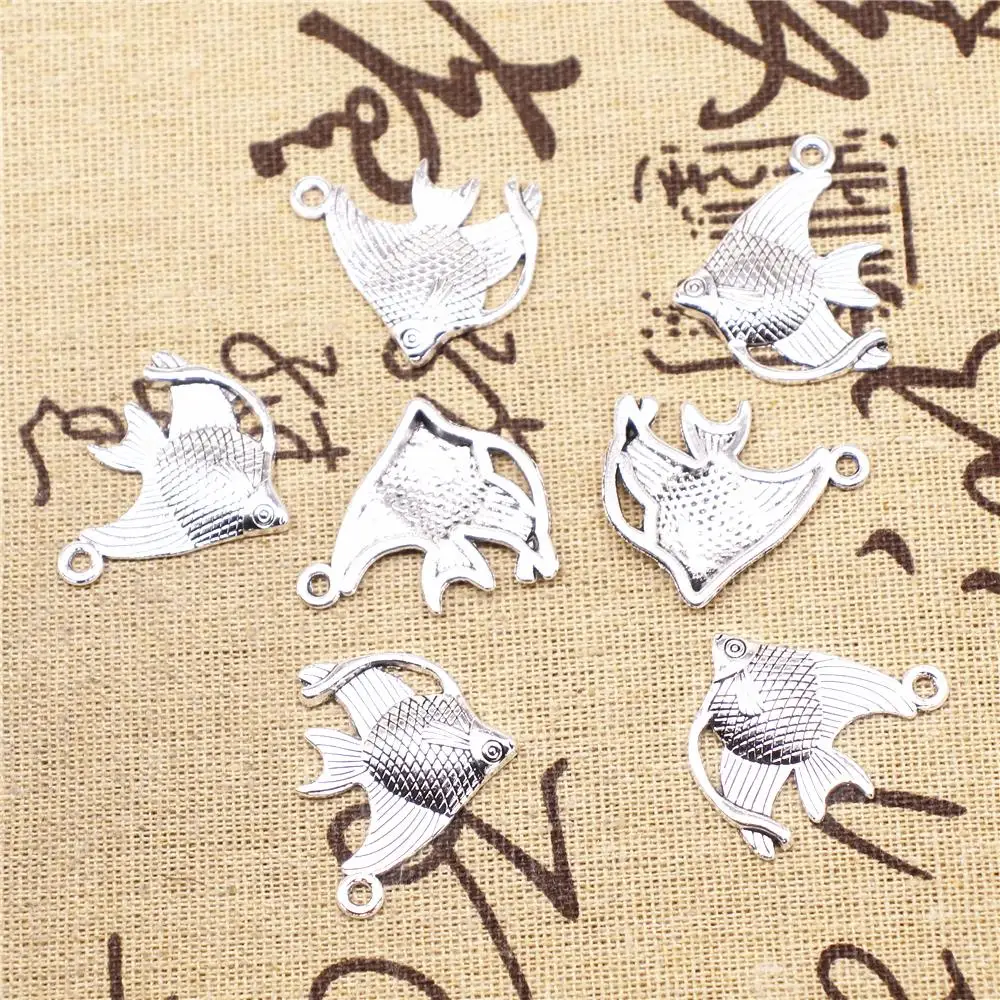 

Supplies For Jewelry Making 10pcs 25x30mm Antique Silver Color Fish Charms