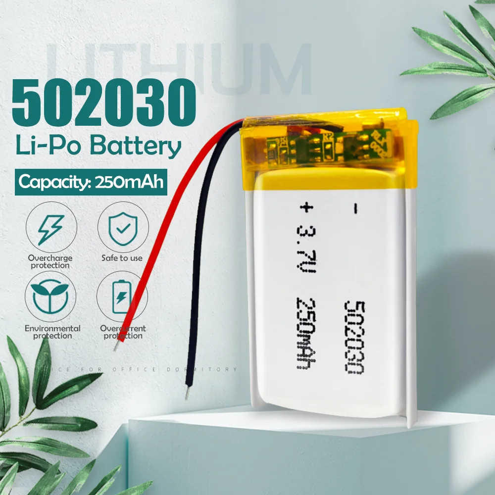 Литиевая литий ионная аккумуляторная батарея 250 мАч 3 7 В 502030 для автомобильного