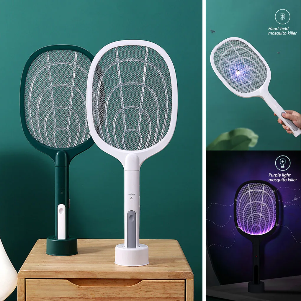 

2 IN 1 Trap Mosquito Killer Lamp Fly Racket 2000mAh Electric Bug Zapper USB Rechargeable Summer Fly Swatter Trap Flies Insect