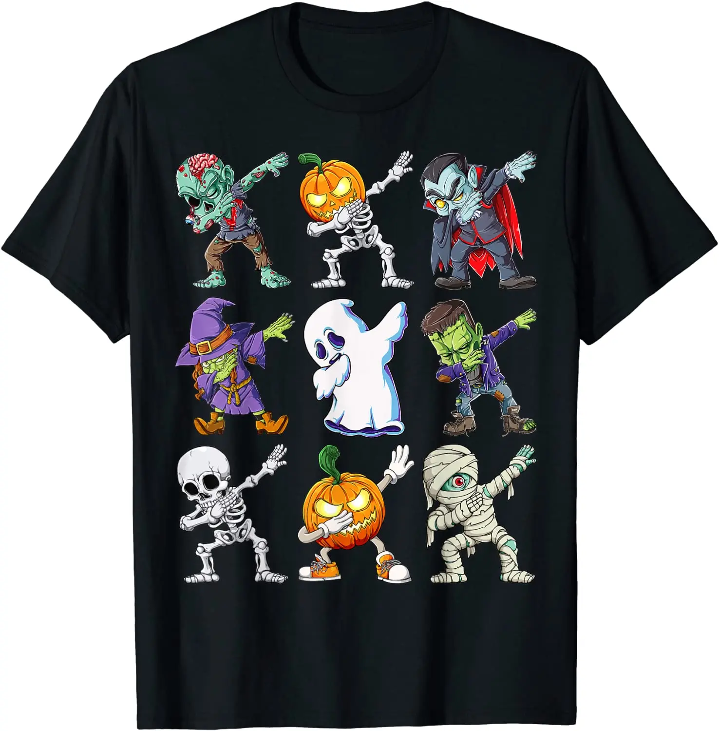 

100% Cotton Dabbing Halloween Boys Skeleton Zombie Scary Pumpkin Mummy Men's Novelty Oversized T-Shirt Women Tee Streetwear
