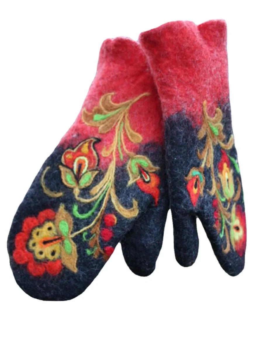 

Women Winter Faux Cashmere Full Finger Gloves Sweet Colorful Animal 3D Print Thicken Warm Windproof Thermal Mittens