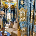 Роскошные бархатные шторы в европейском дворцовом стиле, резные золотистые синие виллы, для гостиной, столовой, спальни