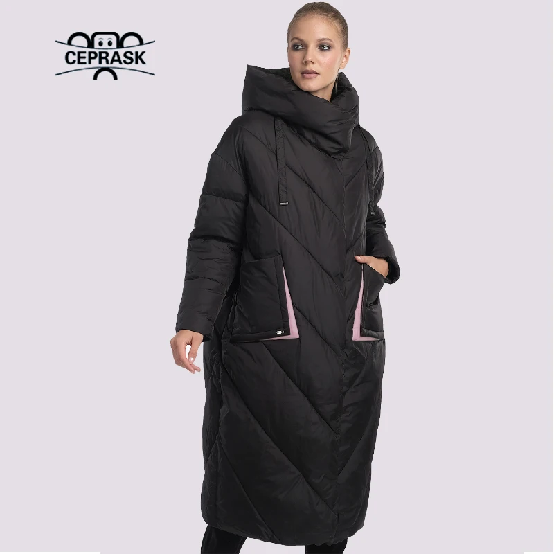 CEPRASK 2021 модная Свободная Женская зимняя пуховая куртка с капюшоном теплые