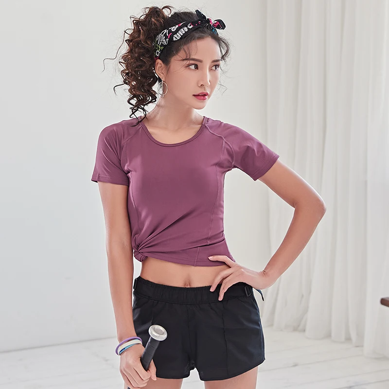 Женская спортивная рубашка для йоги быстросохнущая футболка бега одежда фитнеса