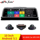 Видеорегистратор WHEXUNE 2020, 4G Android 5,1, 4-канальная Автомобильная камера с Wi-Fi, 10-дюймовым IPS-экраном, ADAS, GPS-навигацией, Full HD 1080P