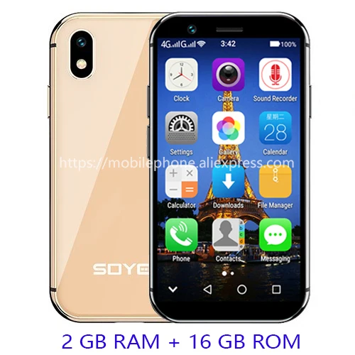 XS Golden-2-16 SOYES XS/X/7 S/6 S 4G Android смартфон четырехъядерный Dual Sim Wifi разблокировка лица ID мини мобильный телефон Google play Store Бесплатный чехол - Цвет: XS Golden-2-16