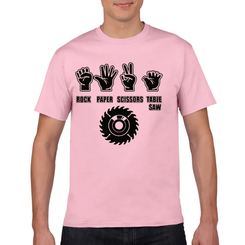 

2021 Summer Men's T-shirt Rock Paper Scissors Table Saw Letter Printing Pattern Loose Cotton O-neck Short Sleeve Men's T-shirt