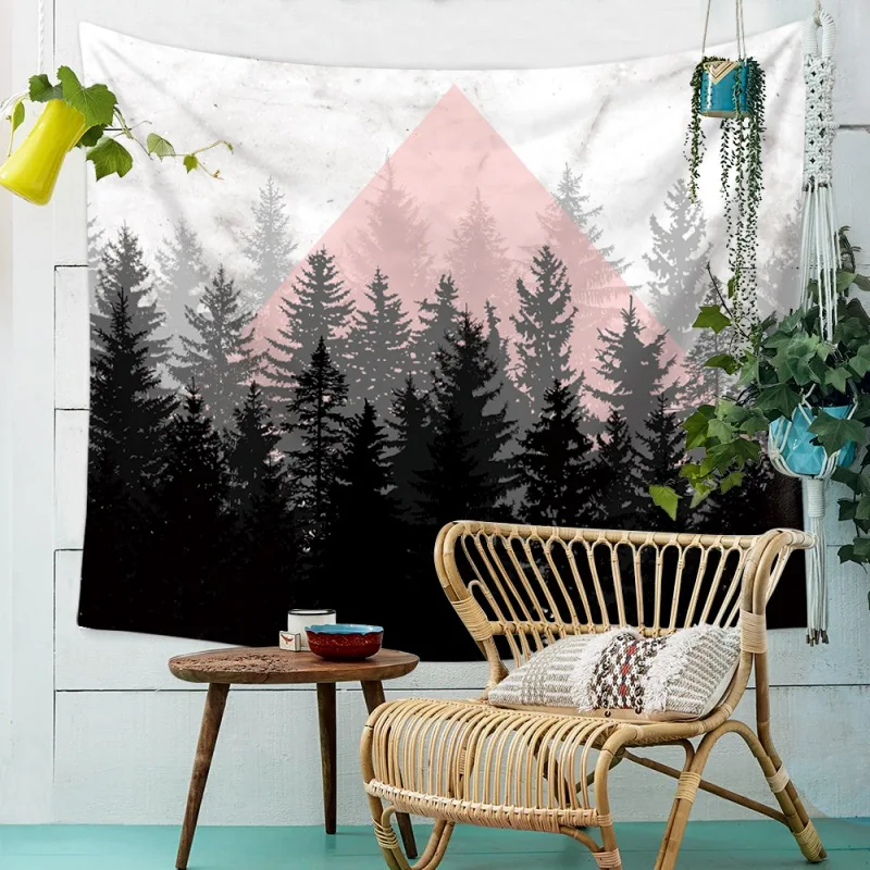 Гобелен горы и лес ткань для спальни гостиной Настенный декор сделай сам