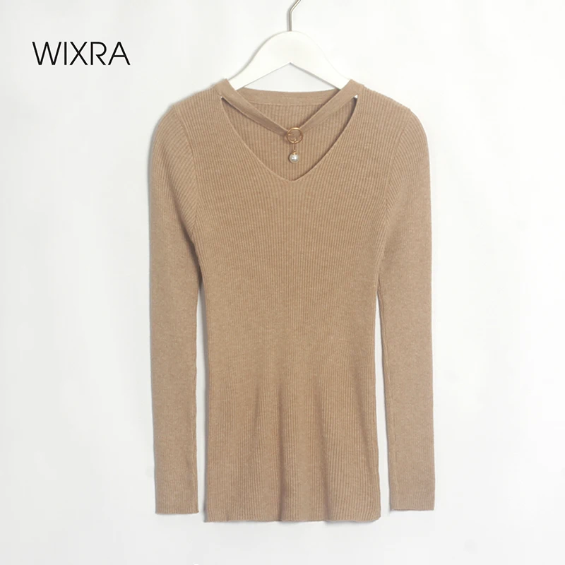 Wixra/женские эластичные свитера Новинка Модный уличный стиль Однотонные женские