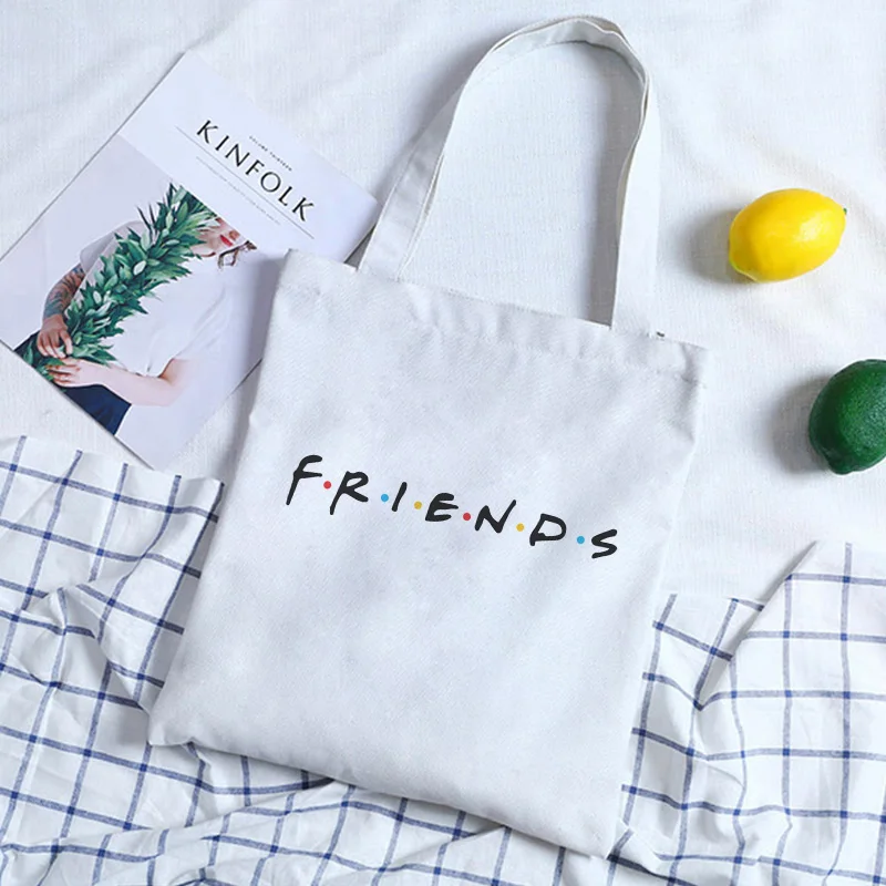Холщовые сумки на плечо с надписью FRIENDS модные повседневные через в стиле