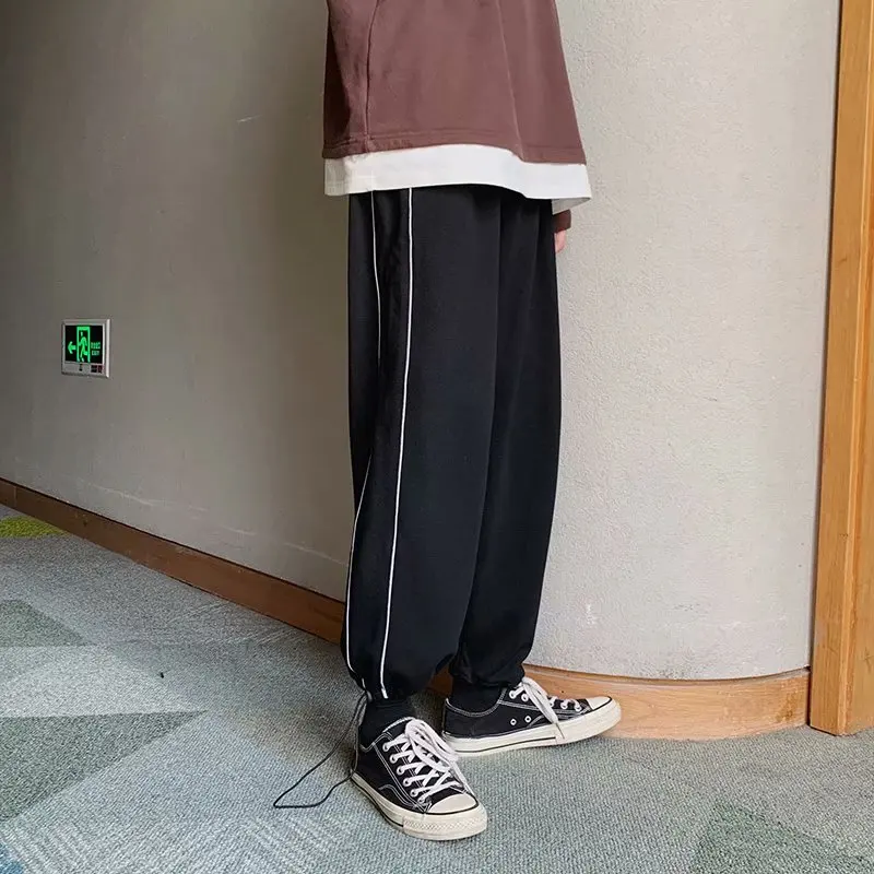 

Drawstring pants men's summer 9-point sports pants Korean style handsome trendy nine-point pants loose wild casual pants