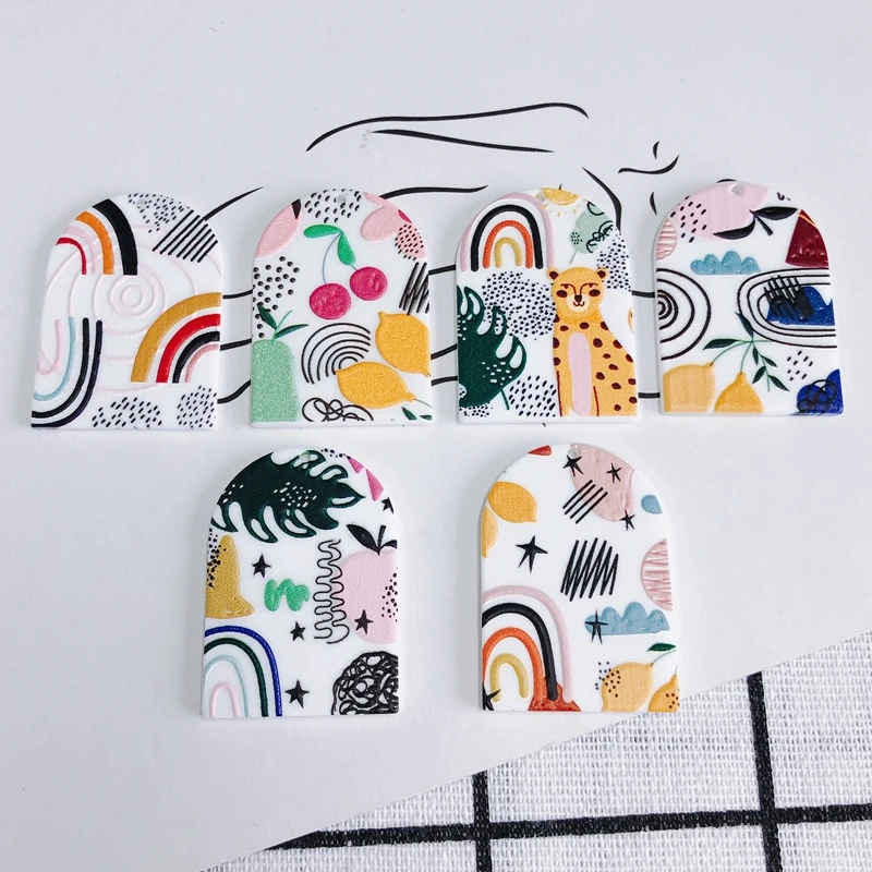 

DIY jewelry accessories fresh hand-painted acrylic embossed pendant jewelry accessories materials
