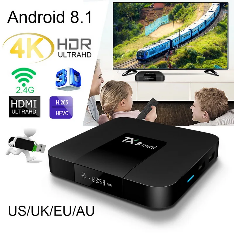 ТВ-приставка TX3 Android 8 1 ГБ/2 ГБ + ГБ/16 четырехъядерный процессор Amlogic S905W 64 бит WiFi