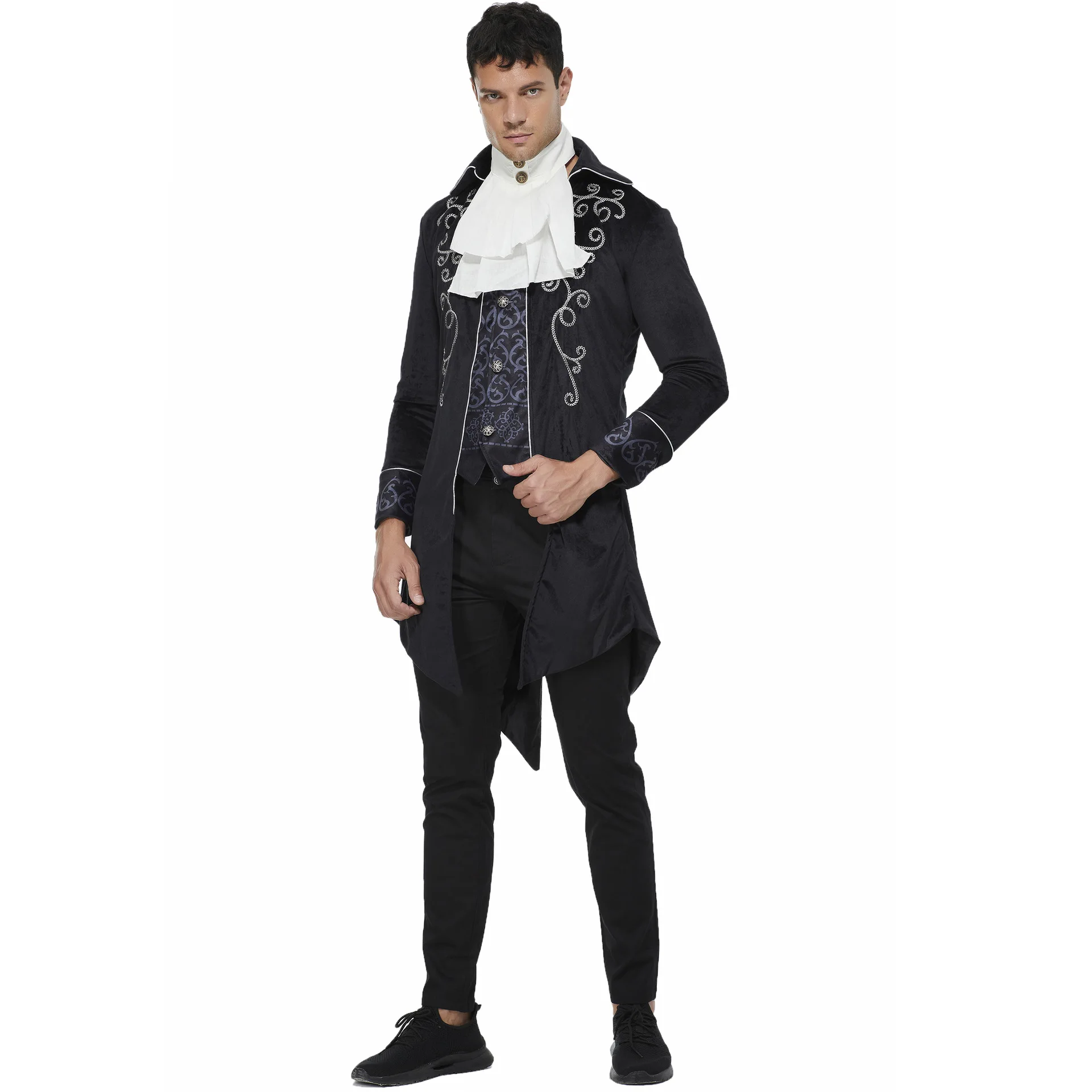 

Medieval Vintage Punk Tuxedo Zombie Magician Cosplay Long Coat Uniforms Halloween Costumes For Men
