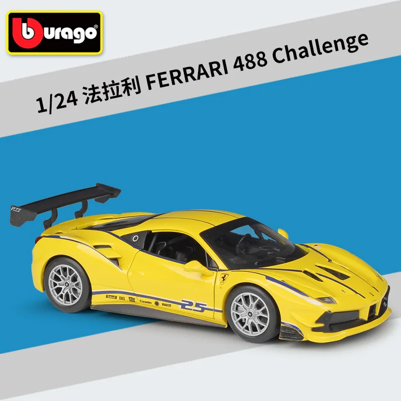 

Bburago Diecast 1:24 458 488 F355 Challenge Sport Car Red Yellow Static Simulation Alloy Model Car