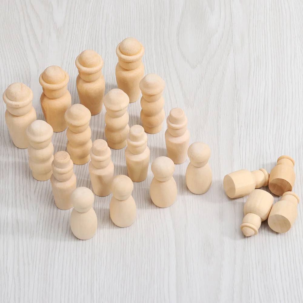 

ULTNICE 20 Pcs Wooden Unfinished Doll Bodies Family Dolls Decorative Doll People For DIY Craft