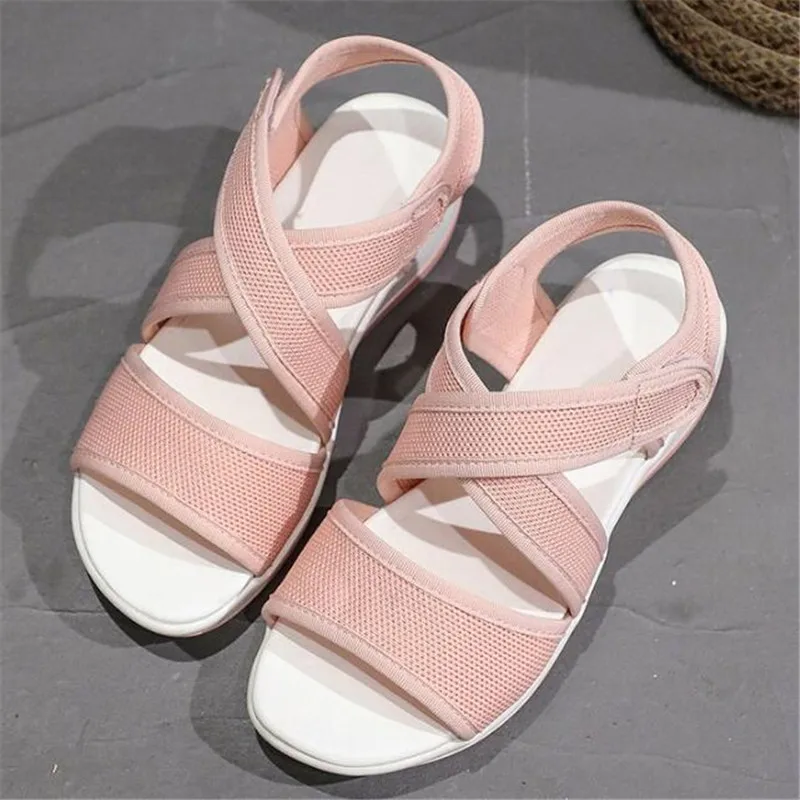 

Mesh cross flat women's sandals 2021 summer new fashion big size sandals womens shoes casual breathable slides women slippers