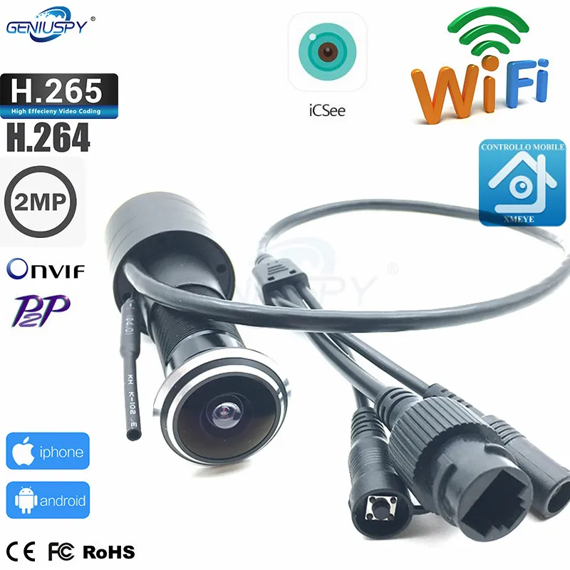 1080P Security Wifi WirelessDoor Eye camera IP Gate Yard Bullet Wide Angle FishEye Lens Mini Peephole CCTV P2P Onvif Icsee APP