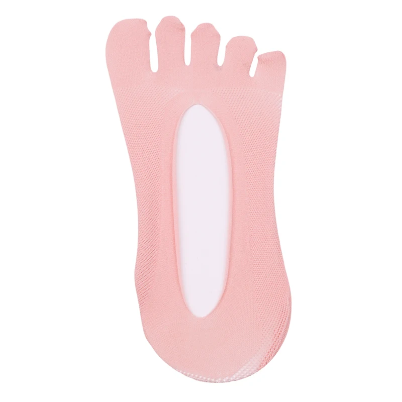 pink Однотонные кружевные противоскользящие низкие носки с отдельными пятью пальцами ног женские незаметные женские носки-тапочки летние носки с закрытым носком - Цвет: pink