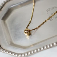 davini round ball titanium steel necklaces minimalist golden choker necklaces trendy women girls fashion jewelry mg489