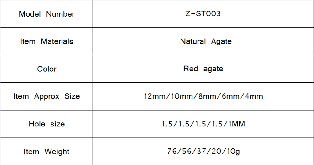 Круглые бусины с отверстием из натурального красного агата Ониксовые 4/6/8/10/12 мм