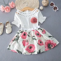 2pcs toddler kids baby girls t shirt topsflower skirt dress summer outfits clothes set