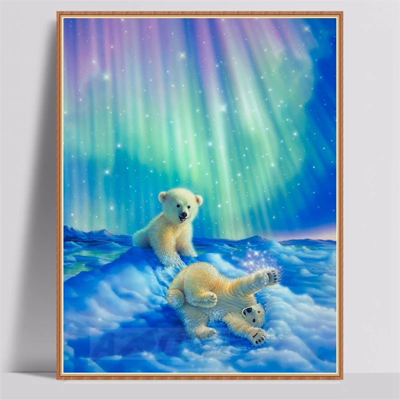 

CAMMITEVER белый медведь 5D полное сверление мультфильм Животные крест вышивка Алмазные картины