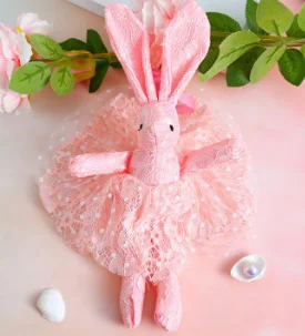 pink lace dress Jane Z Ann новорожденный реквизит для фотосессии Милая вязаная ручная работа кролик кукла животное Фото аксессуары подарок для ребенка - Цвет: pink lace dress