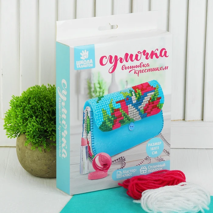 Вышивка крестиком на сумочке &quotКолибри&quot 7 цветов нити | Дом и сад
