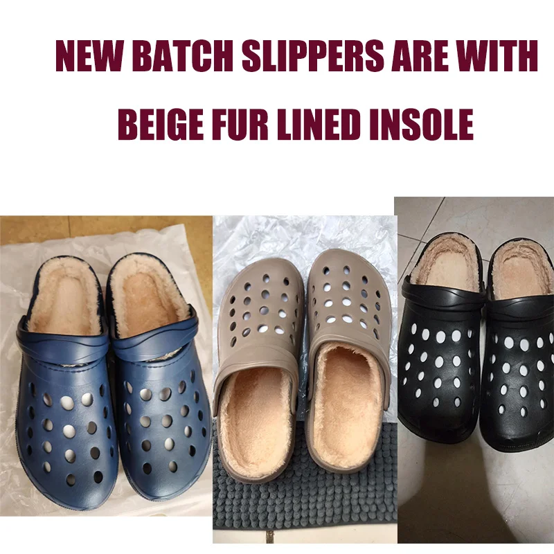 Простой мех сабо Мужская обувь для сада Зимние мужские клоги Очень теплые